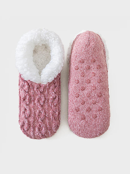 Women's fleece-lined non-slip floor socks